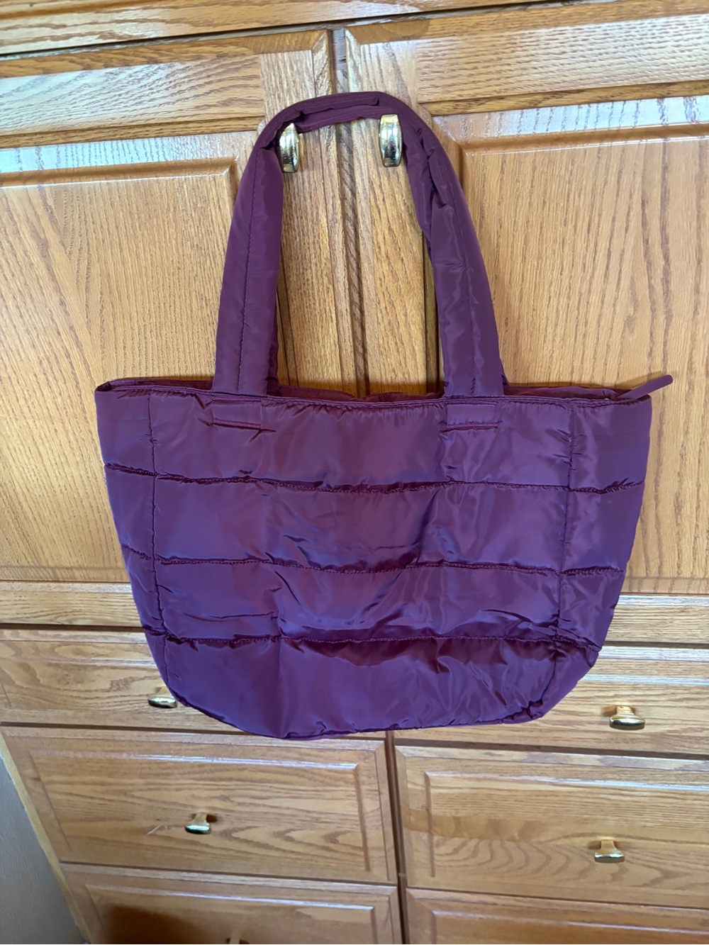 Split59 Plush Quilted Women’s Tote Bag in Deep Plum
